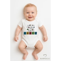 Babyden's Her Şey Seninle Güzel Annem Yazılı Çıtçıtlı Bebek Body Tulum Pamuk Kısa Kollu Zıbın Beyaz