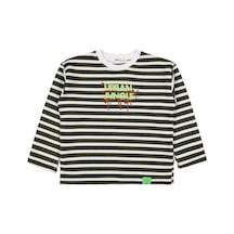 Civil Boys Urban Baskılı Çizgili 6-9 Yaş Sweatshirt - Yeşil