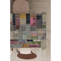 Çok Renkli Patchwork Dokuma Leke Tutmaz Masa Örtüsü Mso346n11