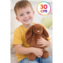 Yumuşak Peluş Koyu Kahverengi Tavşan Uyku Arkadaşı 30 Cm Renkli