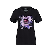 2as Alone Baskılı V Yaka Kadın T-shirt 405 Siyah