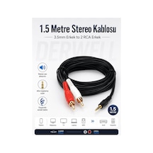 1.5 Metre Stereo Ses Aktarım Kablosu - 3.5mm Erkek To 2 Rca Erkek Altın Kaplama Uçlu Dayanıklı Esnek Aux Dönüştürücü Kablo Telefon Bilgisayar Laptop Tv Amfi Hoparlör Mp3 Uyumlu Jak