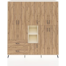 Kronos Dolap 12 Raflı 2 Çekmeceli Tek Askılı 220x59x243 Aytaşı-çam/çam Atlas Çam/atlas Çam