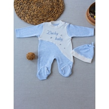 Özgün Adım 0-3 3-6 Ay Lucky Baby Nakışlı Es Çizgi Boy Şapkalı Erkek Bebek Tulumu Renkli