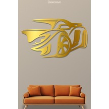 Spor Araba Silüeti Metal Duvar Tablosu - Metal Duvar Sanatı - Altın - 55 X 75 Cm