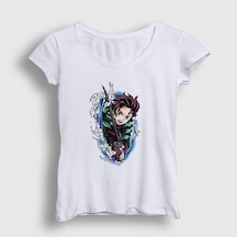 Noıssey Kadın Beyaz Tanjiro Kamado Anime Demon Slayer Kimetsu No Yaiba T-shirt 307889tt