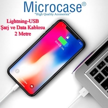 Microcase iPhone Apple Uyumlu iPad  Lightning Usb Şarj Ve Data Kablosu - 2 Metre Beyaz