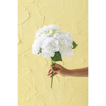 Yapay Ortanca Çiçeği 35 Cm 7 Dal Beyaz