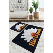 Life Is Good Banyo Halısı Djt 2 Li Set Banyo Paspası Kaymaz Tabanlı Klozet Takımı Çok Renkli