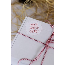 Thank You Yazılı Oval Beyaz 50 Mm Yuvarlak Yapışkanlı Sticker Etiket 100 Adet