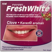 Favori Fresh White Karanfil Aromalı Parlatıcı ve Beyazlatıcı Diş Bakım Tozu 50 G