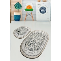 Fullof 2 Li Set Banyo Halısı Djt Yıkanabilir Kaymaz Taban  Paspas Klozet Takımı Çok Renkli