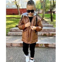 Minigimin Cicileri Cool Boy Elyaf Dolgu Çocuk Mont - Taba