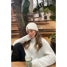 Kirli Beyaz Fermuar Detaylı Oversize Sweatshirt Kirli Beyaz