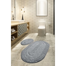 MACORONİ GRİ 2 Lİ SET Cotton Banyo Halısı Çok Renkli