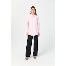 Esswaap Oxford Dokulu Arkası Pileli Tunik Pembe Pembe