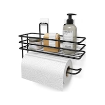 Yapışkanlı Siyah Raflı Solo Havlu Askısı, Delmeden Montaj Banyo Ve Mutfak Duvar Tipi Havluluk Organizer 4 Renk