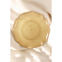 Digithome Fabric 6 Lı Cam Dalgalı Kumaş Supla Tabak 32cm Metalik Altın Akc429 C320.045 Altın