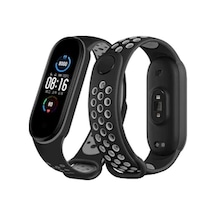 Mi Band 7 Spor Delikli Kordon - Siyah-gri