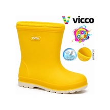 Vicco Mellow Kürklü Pvc Su Çizmesi Yağmur Botu Ortopedik Çocuk Bot Sarı