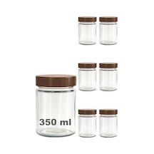 Afracam 350 Ml Kavanoz Metal Derin Kapaklı 350 Cc Şeffaf Reçel, Marmelat Cam Kavanoz Deep 6 Adet Bakır Kapak 6998