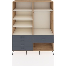 Kronos Gardrop 6 Raflı 5 Çekmeceli Tek Askılı 176x59x221 Çam-aytaşı/antrasit Aytaşı/antrasit