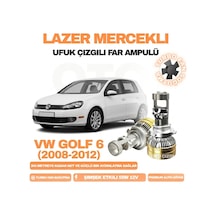Volkswagen Golf 6 2008 - 2012 Kısa Far Uyumlu Mercek Led Ufuk Çizgili Far Ampulü Led Şimşek Etkili