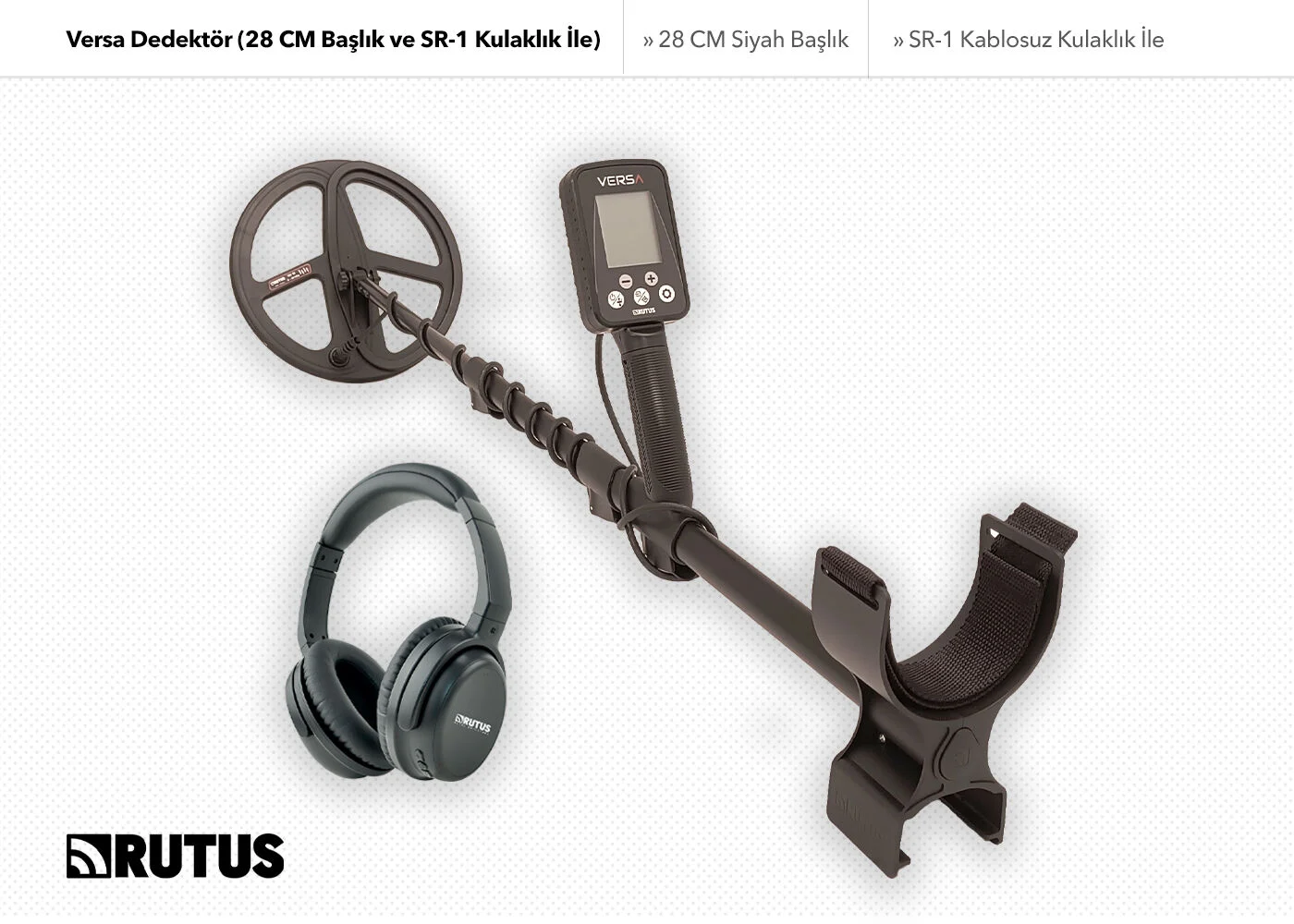 Rutus Versa Dedektör Sr-1 Kablosuz Kulaklık Ve 28cm Dd Başlık İle Metal Dedektörü