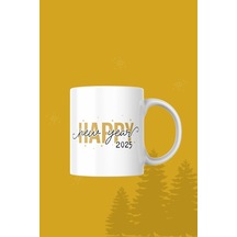 Happy New Year 2025 Kupa Minimal Ve Şık Tasarım Beyaz