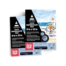 Kağıt Pedi, 9x12 İnç, 2'li Paket Her Biri 32 Yaprak , Soğuk Preslenmiş Eskiz Defteri, 150 Lb/300gsm Asitsiz Kağıdı, Ve Karışık Teknik Çizim İçin Sanat