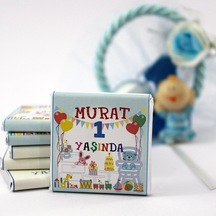 Dark Brown Doğum Günü Tebrik Madlen Kişiselleştirilebilir El Yapımı Çikolata DGK15 72 Adet