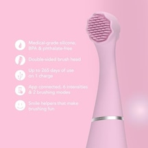 Foreo İssa 4 Baby Bebekler İçin Silikon Sonik Diş Fırçası Seti, Çift Taraflı Kıllar, Eğlenceli Gülümseme, Diş Eti Masajı, Ekstra Başlıkla 12 Ay Bakım, Seyahat Dostu - İnci Pembesi Açık Ahşap