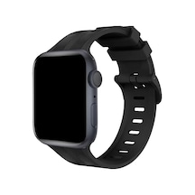 Newface Apple Watch 38mm Kr408 Çizgili Silikon Kordon - Siyah Diğer