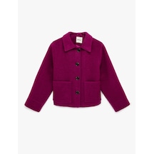 Koton Cepli Uzun Kollu Oversize Crop Kaşe Ceket Mor 6sak20136ew Mor