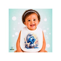 Şirinler Keten Bebek Mama Önlüğü Yumuşak - Emici - Yıkanabilir - Özel Tasarım P191 Çok Renkli