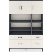Arges Dolap 10 Raflı 4 Çekmeceli 3 Kapaklı 132x30x195 Antrasit-aytaşı/aytaşı Aytası/aytası