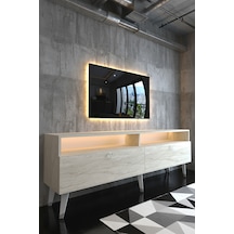 Resital Ledli Tv Sehpası - Led Işıklı - Silver Traverten - Sl9016