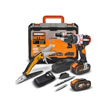 Worx WX354.4CK 20V 4.0AH Li-ion Çift Akülü Kömürsüz Profesyonel Şarjlı Darbeli Matkap + DA980045 9 Çok Fonksiyonlu 27 CM Çelik Kamp Çakısı