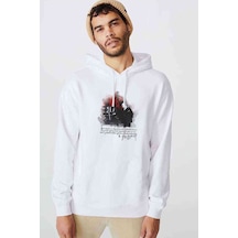 Öğretmenler Günü Ataturk Baskılı Beyaz Erkek Kapşonlu Sweatshirt