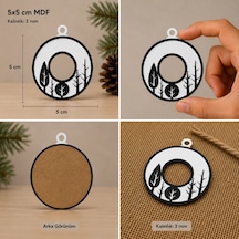 O Harf Yılbaşı Süsü Mdf Çam Ağacı Desenli Asılabilir Dekor 5x5 Cm