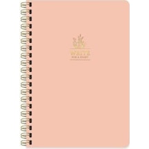 A5 96 Yaprak Çizgili Sert Kapak Spiralli Start Defter Somon