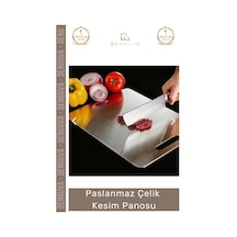Kesmepanosu Paslanmaz Çelik Dayanıklı Hijyenik Kaymaz Yüzey Profesyonel Modern Meyve Et Kesim Panos Çok Renkli