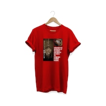 Time Baskılı Kırmızı T-shirt kırmızı