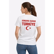 Mzpkartan Kadın Türkiye Ay Yıldız Baskılı Taraftar Forma T-shirt - Beyaz
