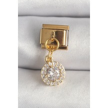 316l Çelik Gold Renk Sallantı Daire Zirkon Taşlı Nomination Charm 5886 Çok Renkli