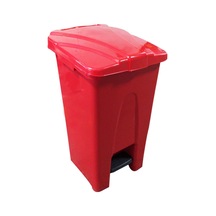 Safell Plastik Pedallı Çöp Kovası 70 Lt - Çöp Konteyneri -Kırmızı
