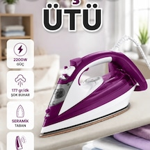 Mor Seramik Tabanlı 2200w Buharlı Ütü 177 Gr/dk Şok Buhar