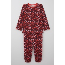Breeze Kız Çocuk Pijama Takımı Neşeli Benekler Desenli 4-8 Yaş, Mürdüm Mürdüm