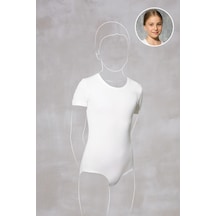 Doreanse Kız Çocuk Beyaz Modal Bisiklet Yaka Kısa Kol Body 460