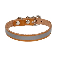 Cattie Reflektörlü Deri Kedi Boyun Tasması M 1x21-25CM Camel